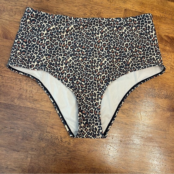 Kortni Jeane Leopard Print High-Waisted Up High Bikini Bottoms - Picture 1 of 6